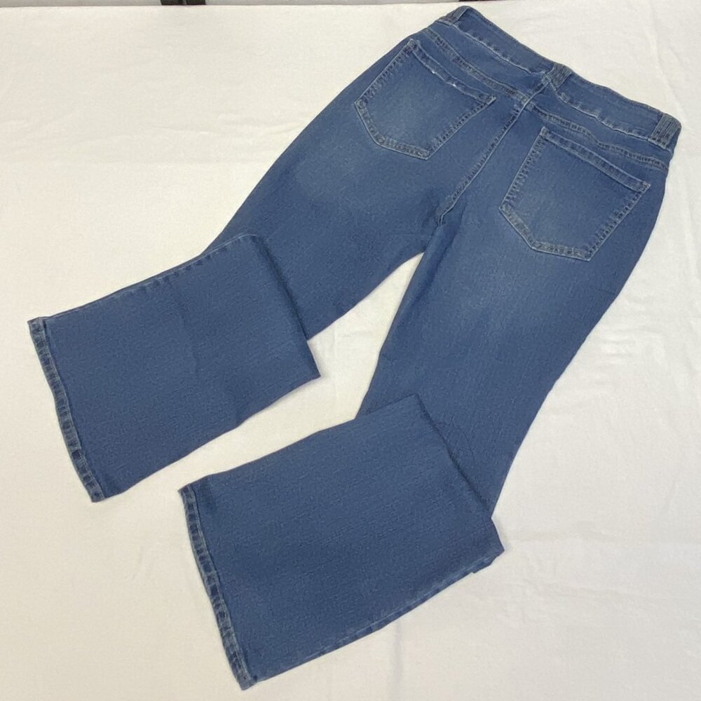 D Jeans High Wide Waistband Bootcut Stretch Denim Jeans Faded Medium Wash 8 - Picture 9 of 12